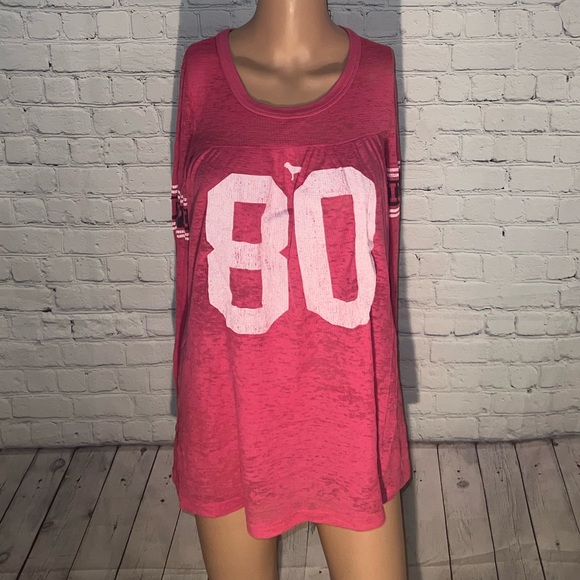 PINK Victoria's Secret Tops - PINK Victorias Secret Dark Pink & White 80 Long Sleeve shirt size S